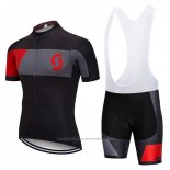 2018 Cycling Jersey Scott Black and Red Short Sleeve and Bib Short