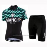2019 Cycling Jersey Women Bianchi Dot Black Green Short Sleeve and Bib Short