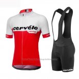 2019 Cycling Jersey Women Cervelo White Red Short Sleeve and Bib Short
