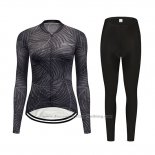 2019 Cycling Jersey Women Delle Gray Long Sleeve and Bib Tight