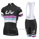 2019 Cycling Jersey Women Liv Black White Purple Short Sleeve and Bib Short