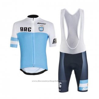 2020 Cycling Jersey Argentina White Blue Short Sleeve And Bib Short