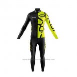 2020 Cycling Jersey EKOI Black Yellow Long Sleeve and Bib Tight