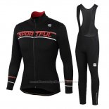 2020 Cycling Jersey Women Sportful Black Red Long Sleeve and Bib Tight