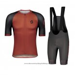 2021 Cycling Jersey Scott Dark Orange Short Sleeve And Bib Short