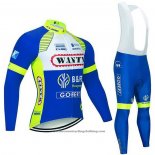 2021 Cycling Jersey Wanty-Gobert Cycling Team Blue White Yellow Long Sleeve And Bib Tight