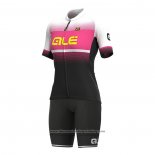 2021 Cycling Jersey Women ALE Pink Short Sleeve And Bib Short