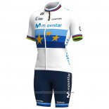 2021 Cycling Jersey Women Movistar Champion Europe Short Sleeve And Bib Short