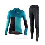 2021 Cycling Jersey Women Nalini Light Green Light Blue Long Sleeve And Bib Tight QXF21-0032