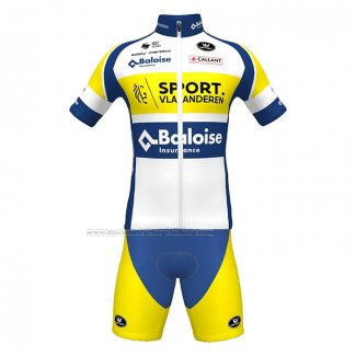 2022 Cycling Jersey Sport Vlaanderen-Baloise Blue Yellow Short Sleeve and Bib Short