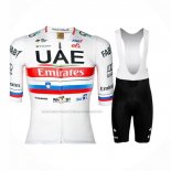 2023 Cycling Jersey UAE Slovenia Champion White Short Sleeve and Bib Short