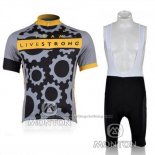 2010 Cycling Jersey Livestrong Gray Short Sleeve and Bib Short