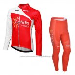 2013 Cycling Jersey Cofidis Red Long Sleeve and Bib Tight