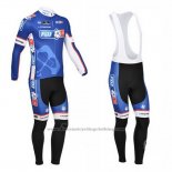 2013 Cycling Jersey FDJ Blue Long Sleeve and Bib Tight