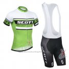 2014 Cycling Jersey Scott White and Green Short Sleeve and Bib Short