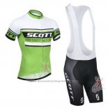 2014 Cycling Jersey Scott White and Green Short Sleeve and Bib Short