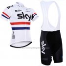 2015 Cycling Jersey Sky Champion Regno Unito White and Red Short Sleeve and Bib Short