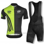 2016 Cycling Jersey Assos Black and Green Short Sleeve and Bib Short