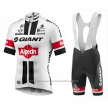 2016 Cycling Jersey Giant Alpecin White and Red Short Sleeve and Bib Short