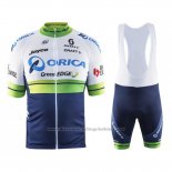 2016 Cycling Jersey Orica GreenEDGE White and Blue Short Sleeve and Bib Short