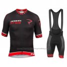2016 Cycling Jersey Pinarello Black and Red Short Sleeve and Bib Short