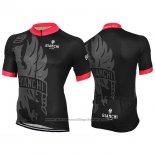 2017 Cycling Jersey Bianchi Milano Black Red Short Sleeve and Bib Short