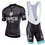 2017 Cycling Jersey Bianchi Milano Ceresole Black Short Sleeve and Bib Short