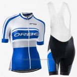 2017 Cycling Jersey Women Orbea Blue and White Short Sleeve and Bib Short