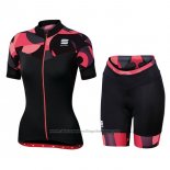 2017 Cycling Jersey Women Sportful Primavera Black and Red Short Sleeve and Bib Short