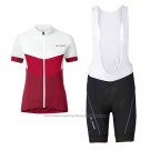 2017 Cycling Jersey Women Vaude White and Red Short Sleeve and Bib Short