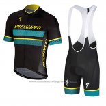 2018 Cycling Jersey Specialized Black Blue Yellow Short Sleeve And Bib Short