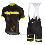 2018 Cycling Jersey Specialized Black Yellow Short Sleeve And Bib Short