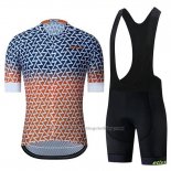 2019 Cycling Jersey Etixxl Blue Orange Short Sleeve and Bib Short