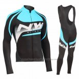 2019 Cycling Jersey Northwave Sky Blue White Black Long Sleeve and Bib Tight