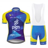 2019 Cycling Jersey PGN Blue Bright Yellow Short Sleeve and Bib Short