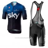2019 Cycling Jersey Sky Aero Black Blue Short Sleeve and Bib Short