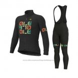2020 Cycling Jersey ALE Black Green Long Sleeve and Bib Tight