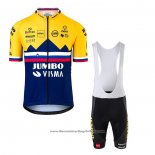 2020 Cycling Jersey Jumbo Visma Yellow Blue Short Sleeve And Bib Short