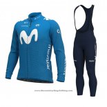 2020 Cycling Jersey Movistar Blue Long Sleeve And Bib Tight