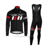2020 Cycling Jersey Nalini Black Red White Long Sleeve and Bib Tight