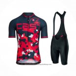 2021 Cycling Jersey Castelli Red Dark Blue Short Sleeve And Bib Short
