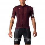2021 Cycling Jersey Giro D'italy Dark Red Short Sleeve And Bib Short