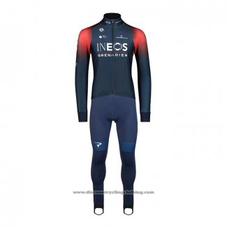 2022 Cycling Jersey Ineos Grenadiers Dark Blue Long Sleeve And Bib Tight