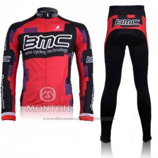 2011 Cycling Jersey BMC Red and Black Long Sleeve and Bib Tight