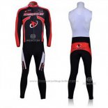 2011 Cycling Jersey Merida Black and Red Long Sleeve and Bib Tight
