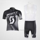 2012 Cycling Jersey Scott Black and Gray Short Sleeve and Bib Short