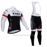 2015 Cycling Jersey Trek Factory Racing Factory Racing White and Black Long Sleeve and Bib Tight