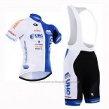 2015 Cycling Jersey UHC White and Sky Blue Short Sleeve and Bib Short