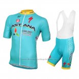 2016 Cycling Jersey Astana Light Blue Short Sleeve and Bib Short