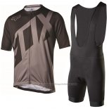2017 Cycling Jersey Fox Livewire Black and Gray Short Sleeve and Bib Short